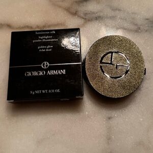 Giorgio Armani Luminous Silk Highlighter:
 – “golden glow”– .31 oz